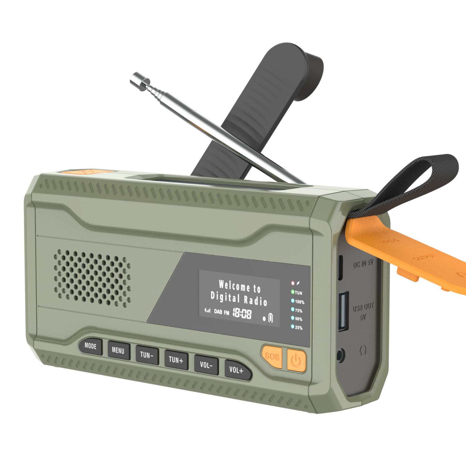 4500mAh Home Survival Crank Power Bank Multifunctional Hand-Crank Solar Alarm Digital Portable Radio